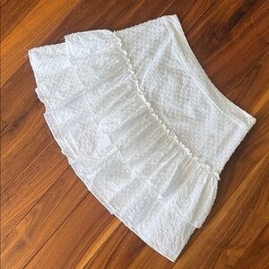 Willa Story White Swiss Dot Ruffle Mini Skirt sz Small